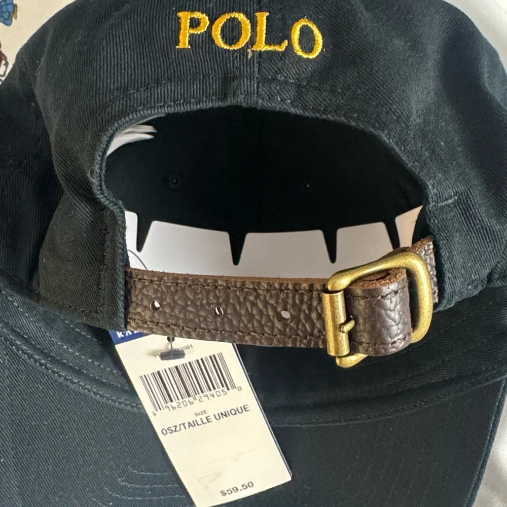 NWT Polo Ralph Lauren Lunar New Year Triple Pony Twill Cap Black & Gold - Picture 6 of 9